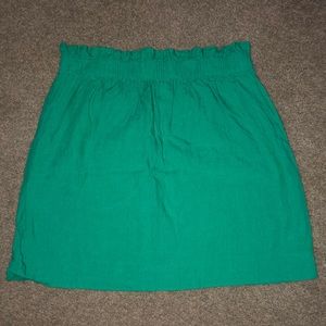 J Crew Green ruched waist skirt